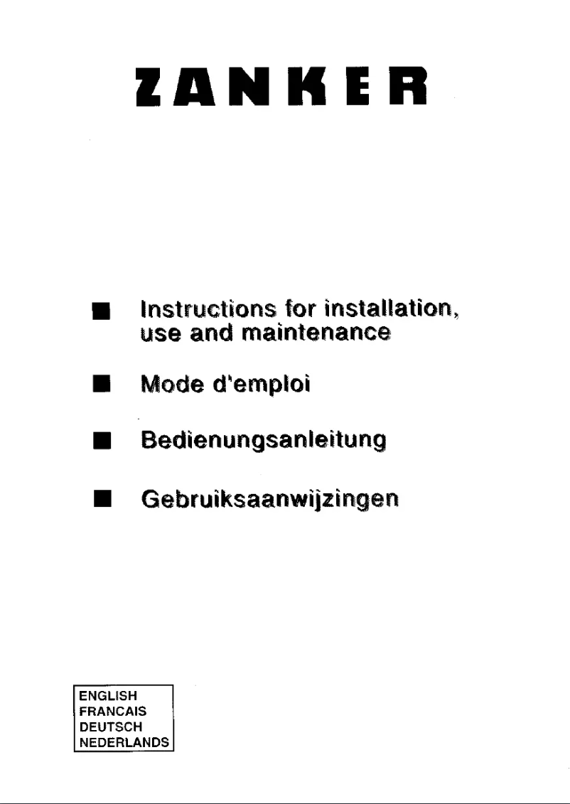 Page n°1 - Manuel utilisateur Zanker WF 2070