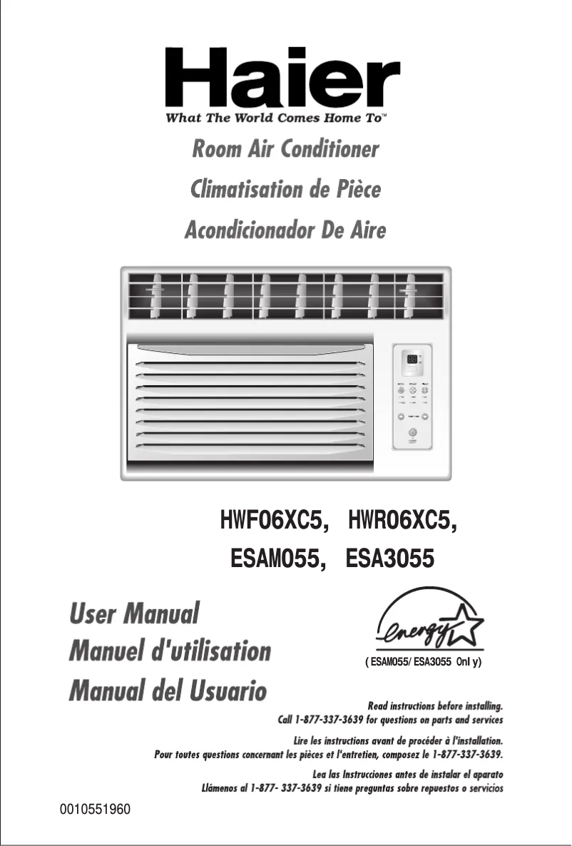 Page 1 de la notice Manuel utilisateur Haier HWR06XC5
