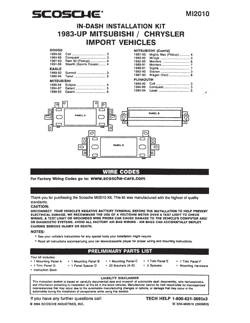 Page 1 de la notice Manuel utilisateur Scosche MI2010