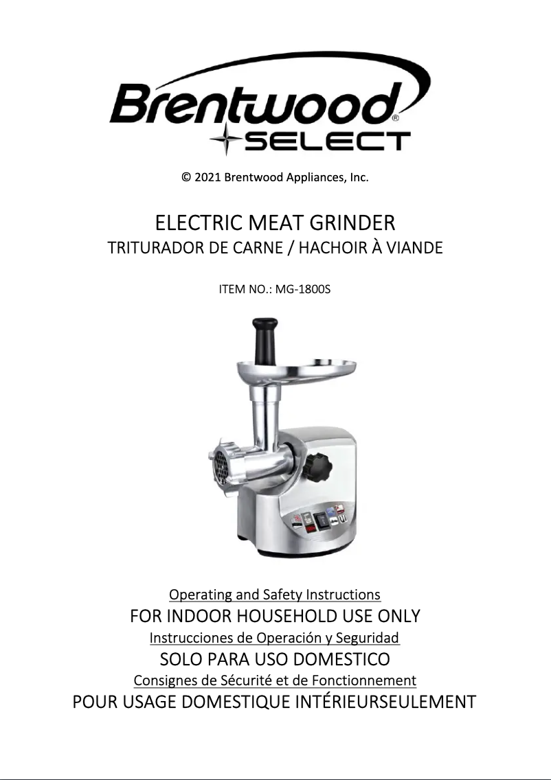 Página 1 del manual Manual de usuario Brentwood MG-1800S