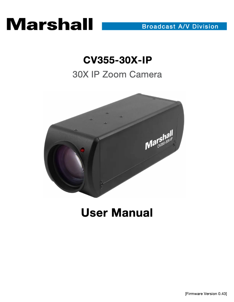 Page n°1 - Manuel utilisateur Marshall Electronics CV355-30X-IP