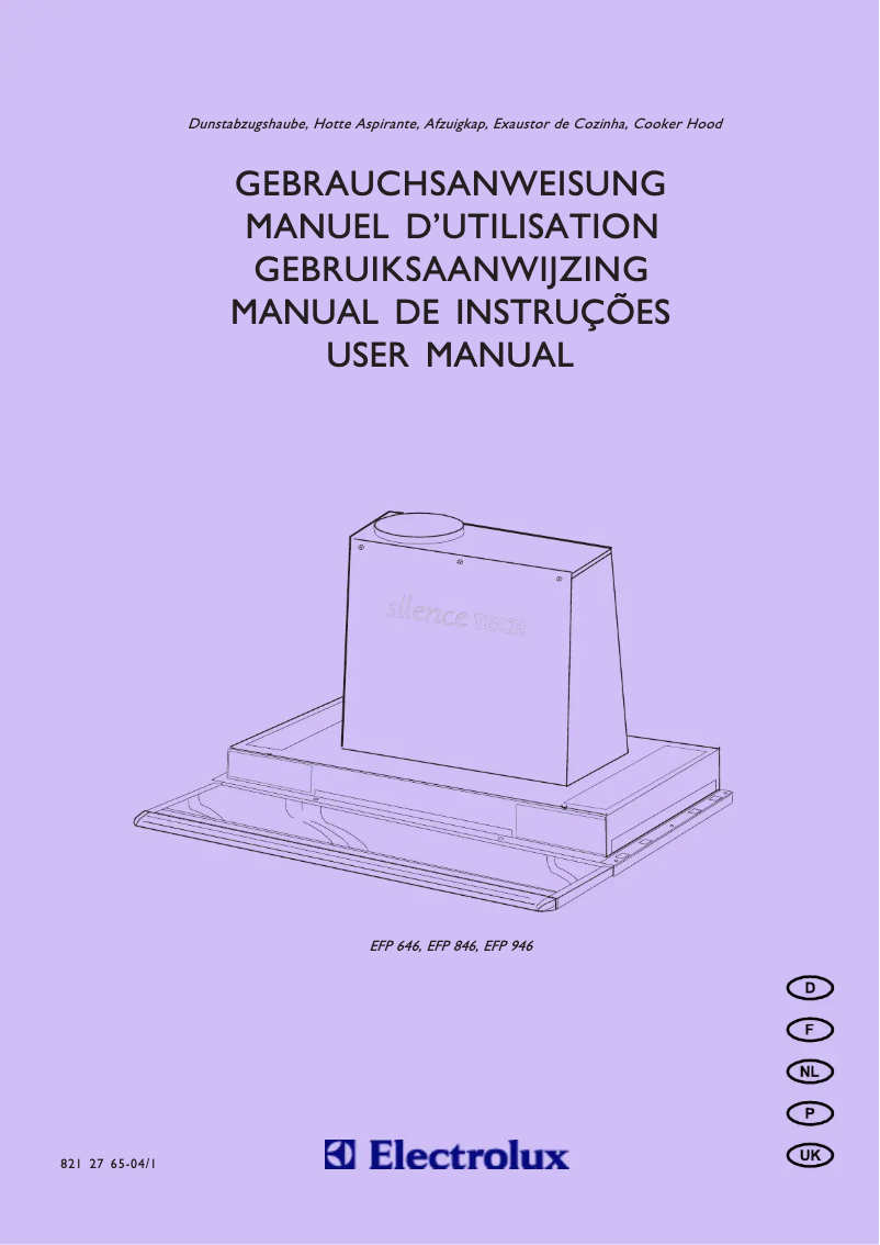 Page n°1 - Manuel utilisateur Electrolux EFP 846