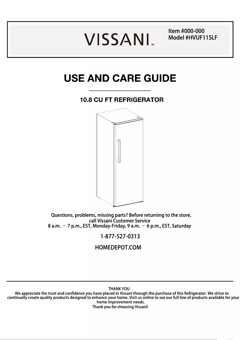 Page 1 de la notice Manuel utilisateur Vissani HVUF11SLF