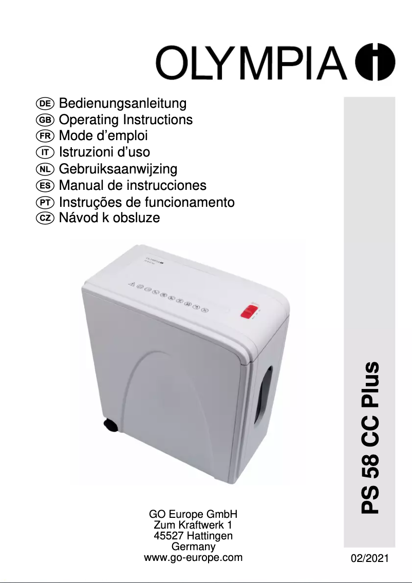 Page n°1 - Manuel utilisateur Olympia PS 58 CC Plus