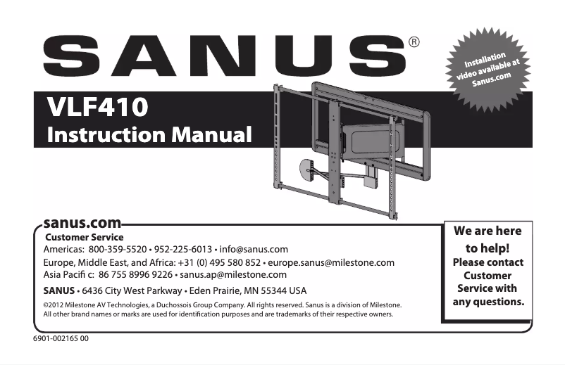 Page n°1 - Manuel utilisateur Sanus VLF410