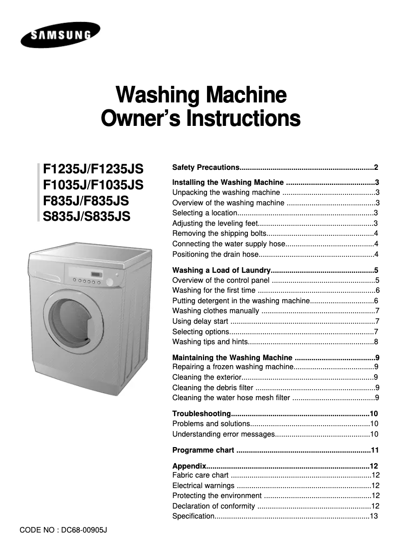 Image de la première page du manuel de l'appareil F1035JF