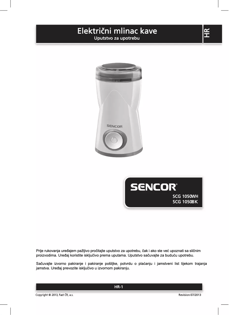 Page n°1 - Manuel utilisateur Sencor SCG 1050BK