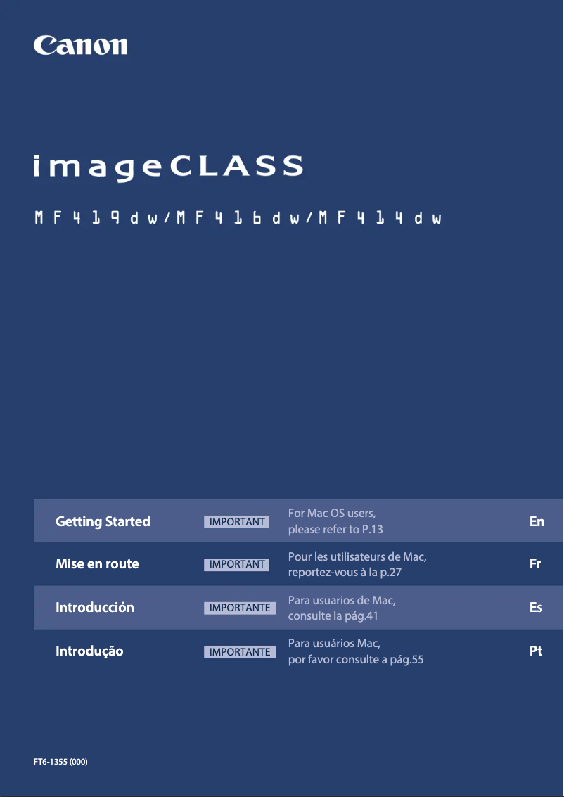 Image de la première page du manuel de l'appareil imageCLASS MF414dw