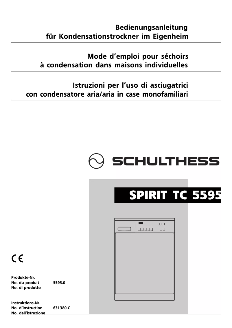 Page n°1 - Manuel utilisateur Schulthess Spirit TC 5595