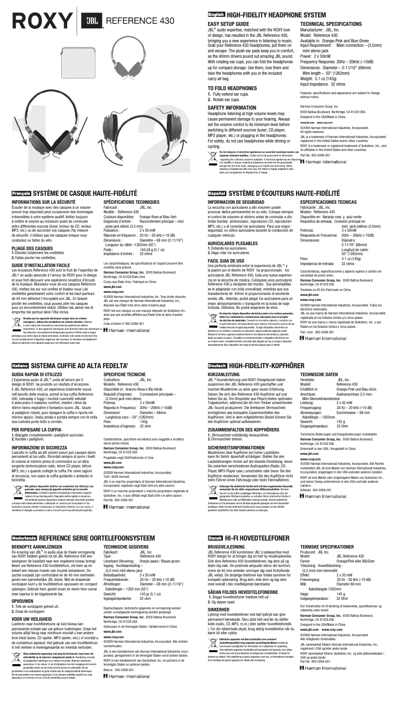 Image de la première page du manuel de l'appareil Reference 430