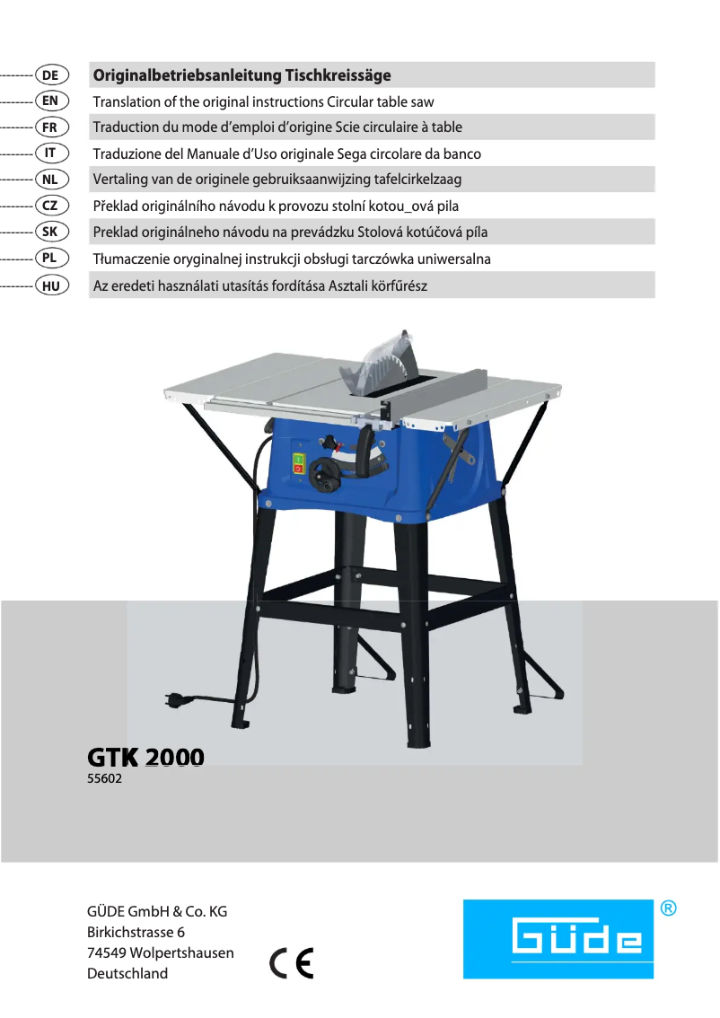 Page 1 de la notice Manuel utilisateur Güde GNS 150