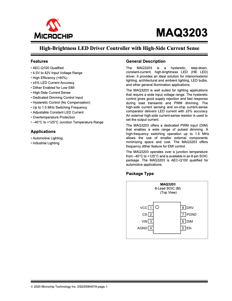 Página 1 del manual Manual de usuario Microchip MAQ3203