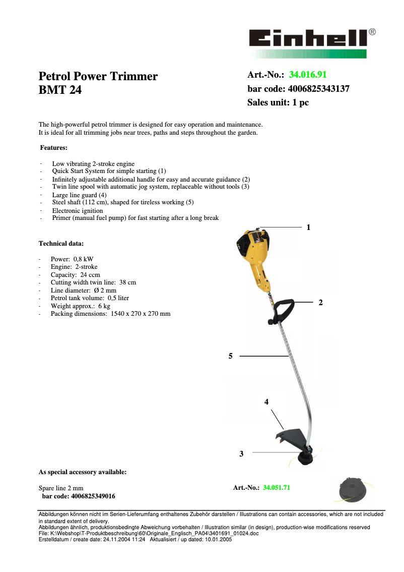 Image de la première page du manuel de l'appareil BMT 24