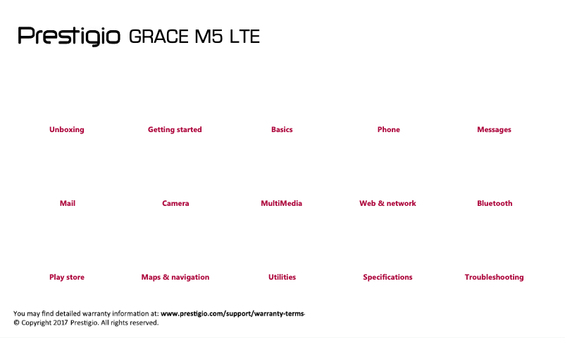 Page n°1 - Manuel utilisateur Prestigio Grace M5 LTE