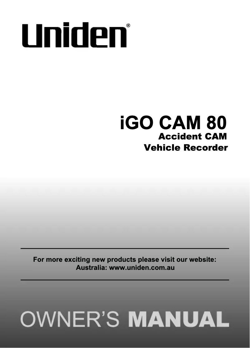 Page n°1 - Manuel utilisateur Uniden iGo Cam 80