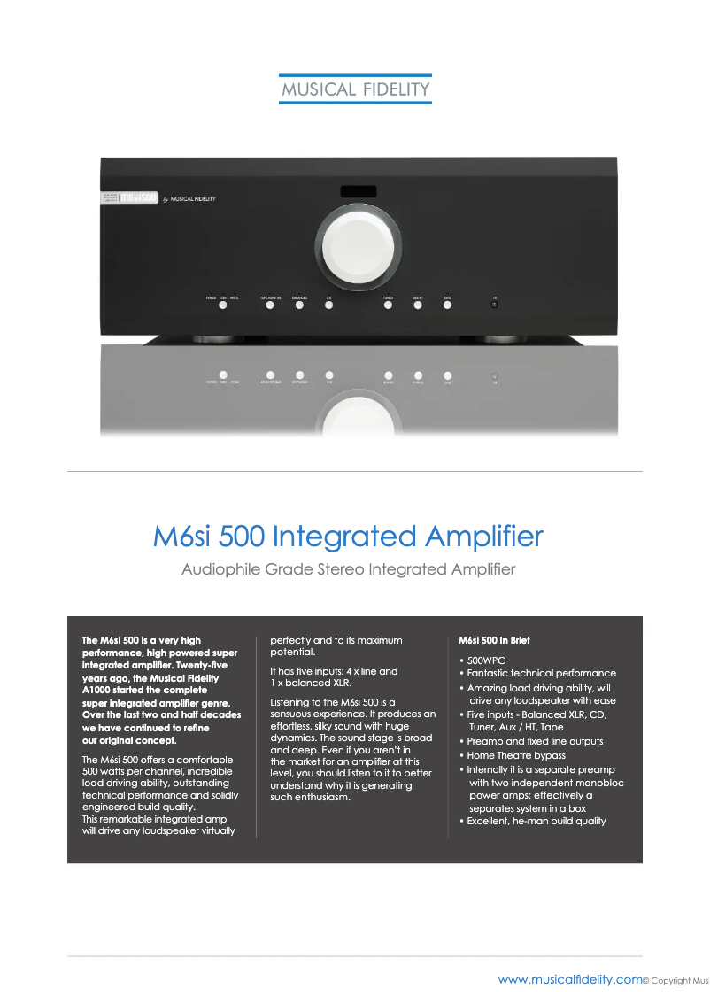 Image de la première page du manuel de l'appareil M6si500