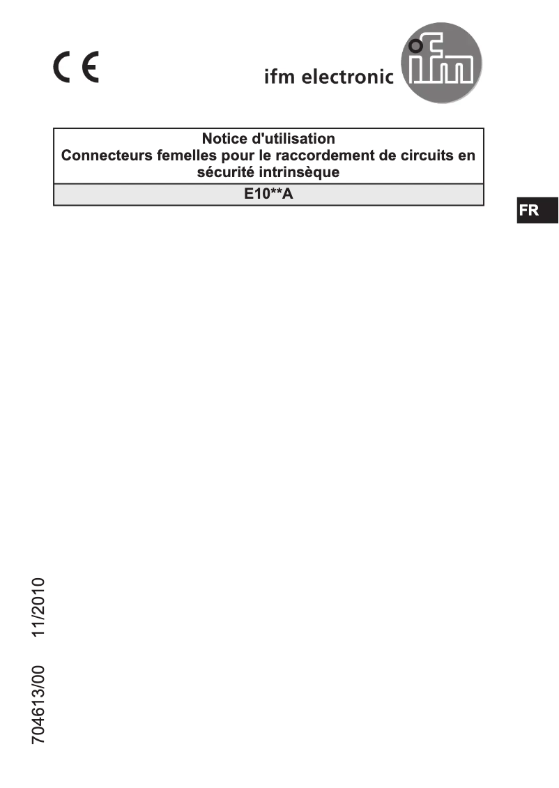 Page n°1 - Manuel utilisateur IFM E1003A