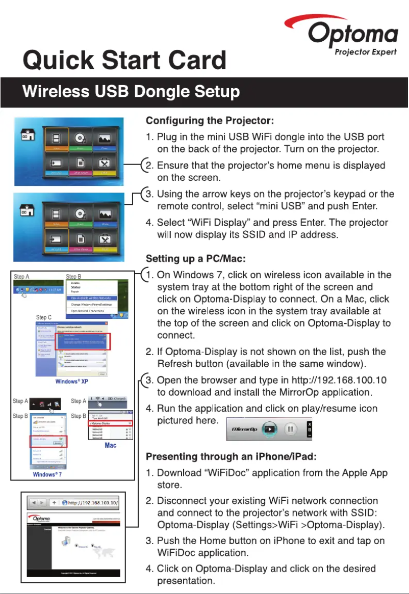 Page 1 de la notice Manuel utilisateur Optoma TL50W-GOV
