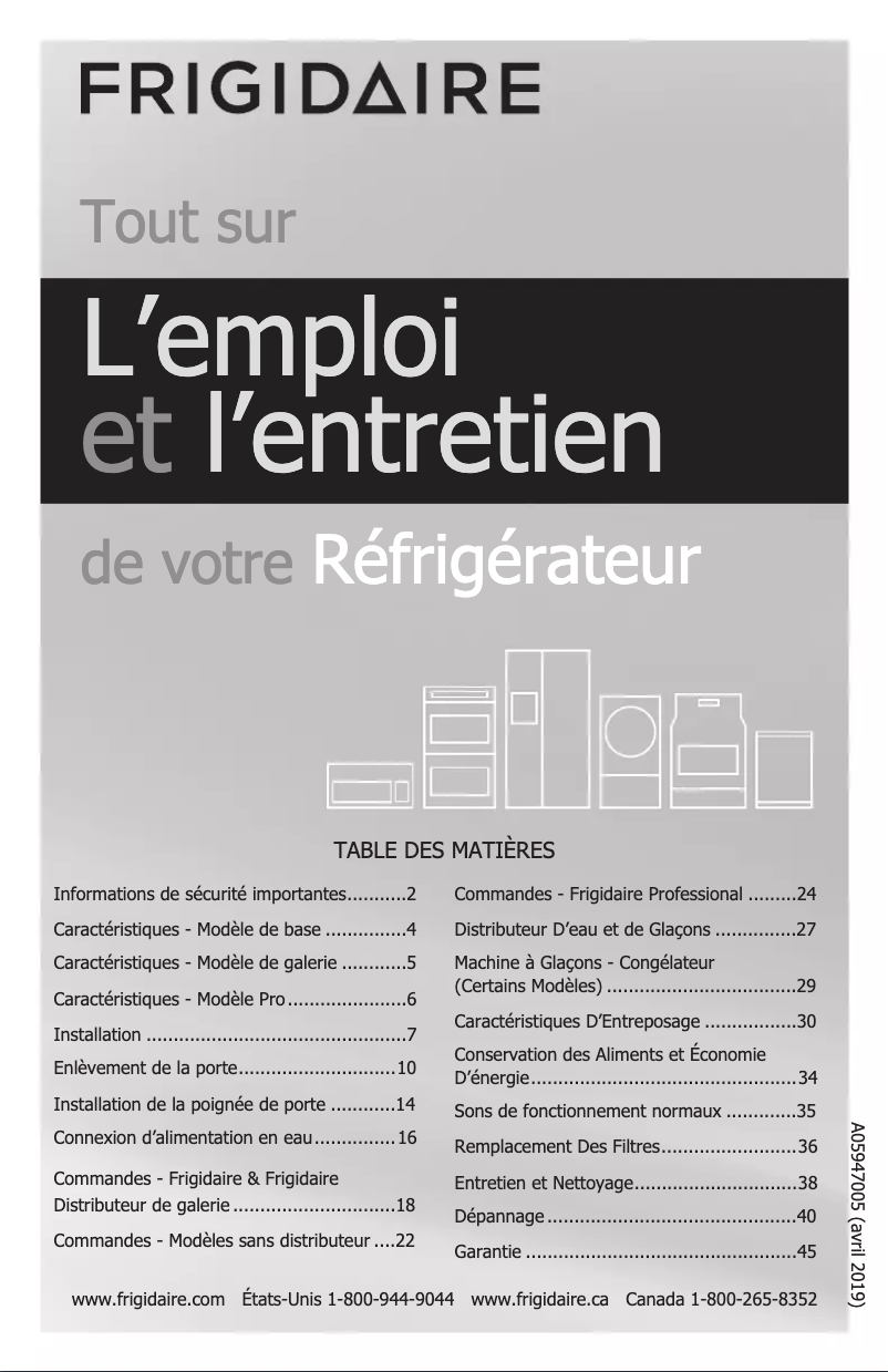 Page n°1 - Manuel utilisateur Frigidaire FGHB2868TD