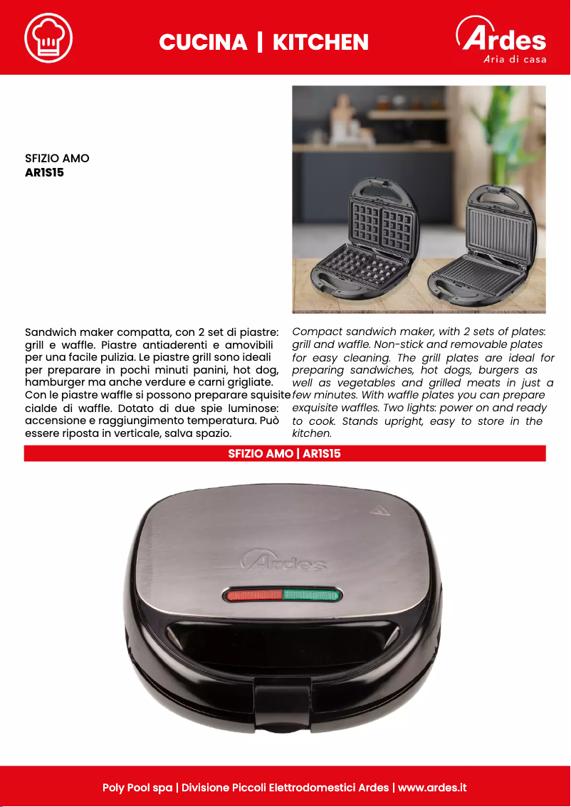 Page 1 de la notice Fiche technique Ardes AR1S15