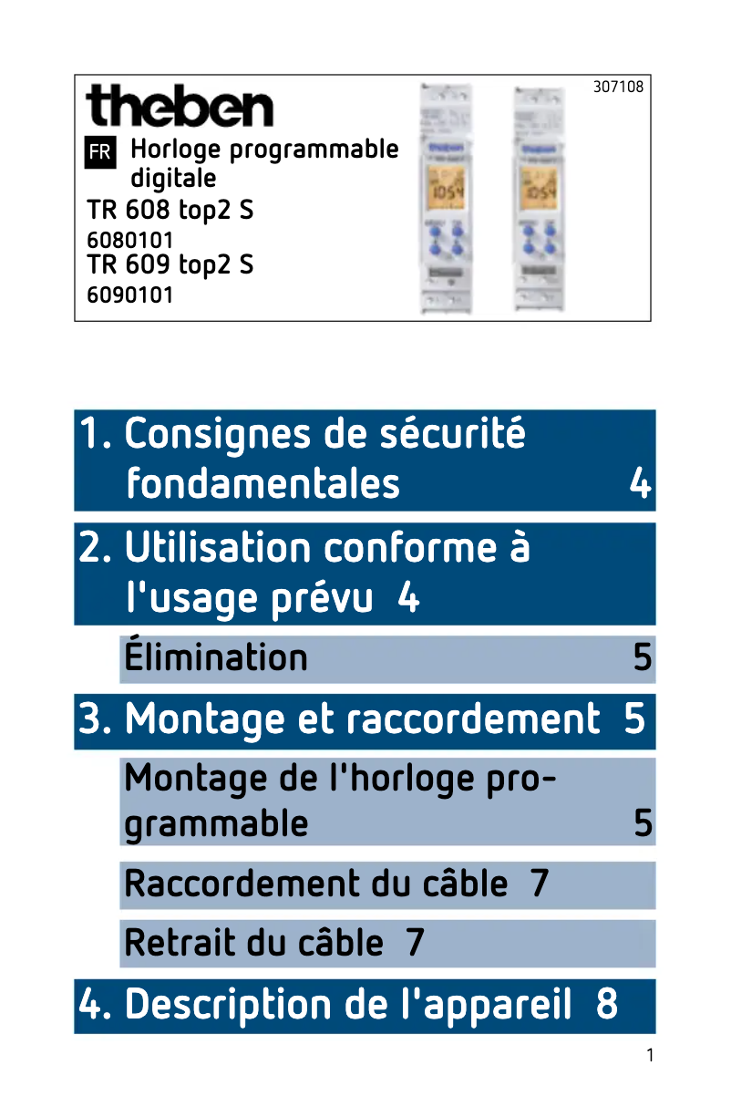 Page 1 de la notice Manuel utilisateur Theben TR 609 top2 S