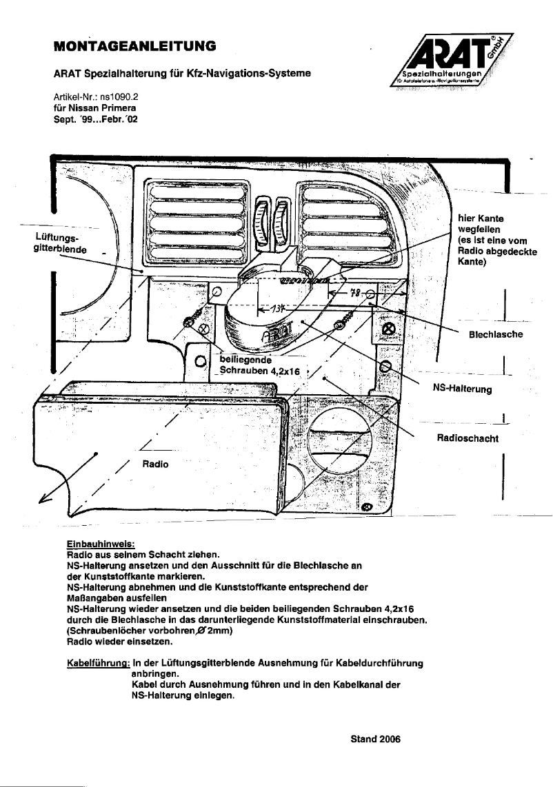 Page 1 of the manual User Manual Arat NS1090.2