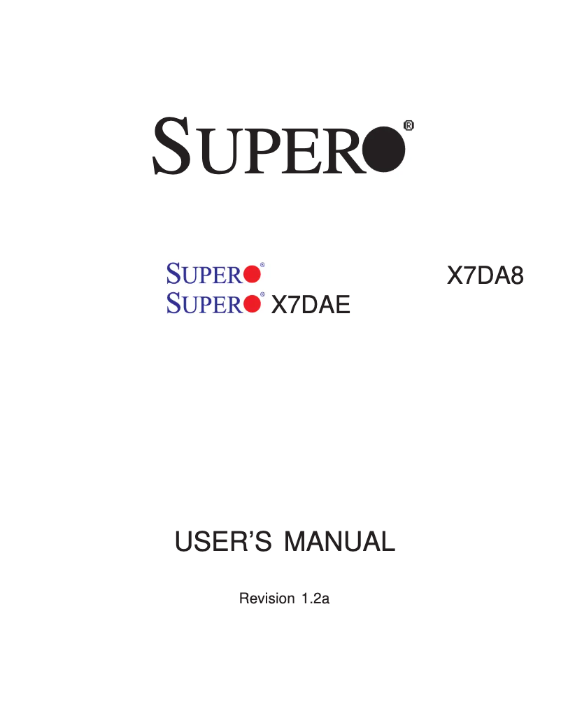 Page n°1 - Manuel utilisateur Supermicro X7DAE