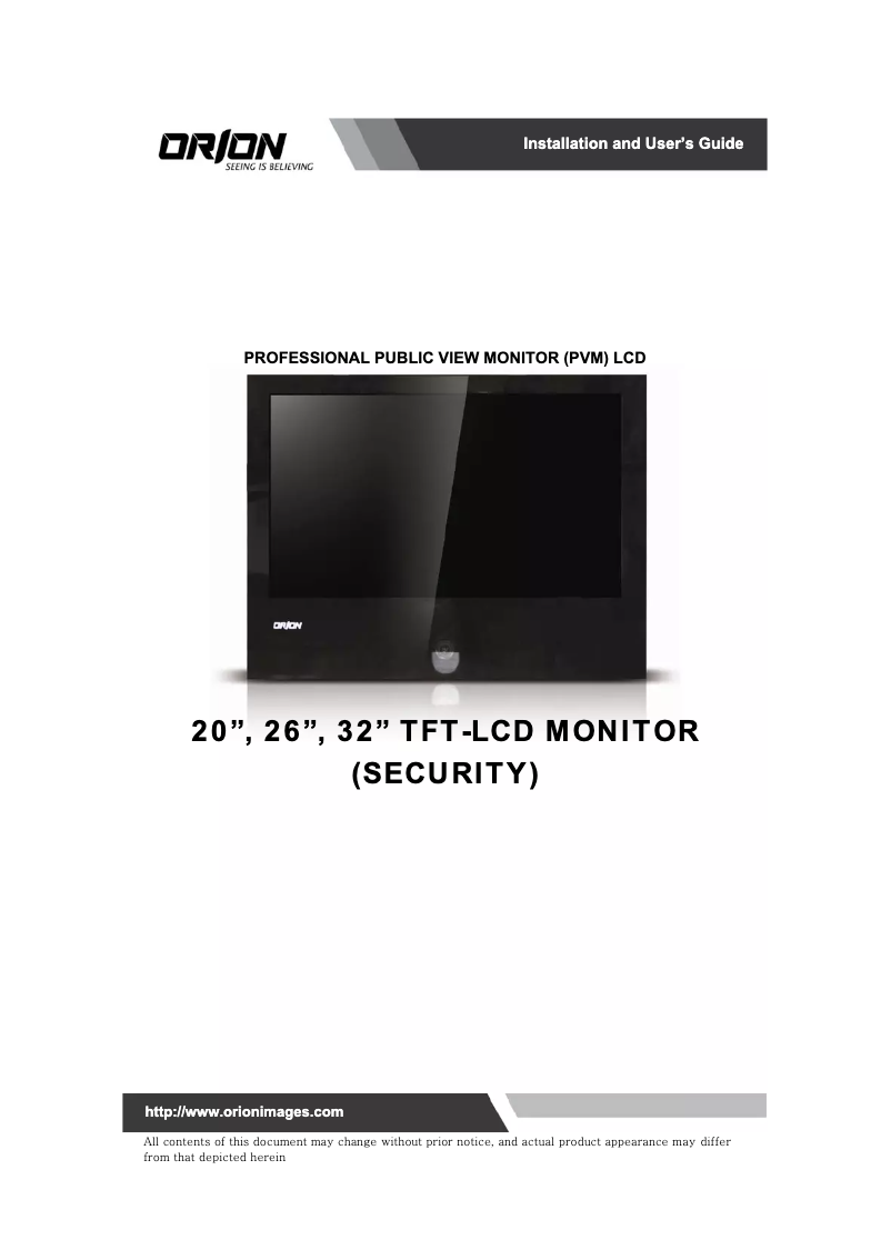 Page 1 de la notice Manuel utilisateur Orion Value 20PVMVE