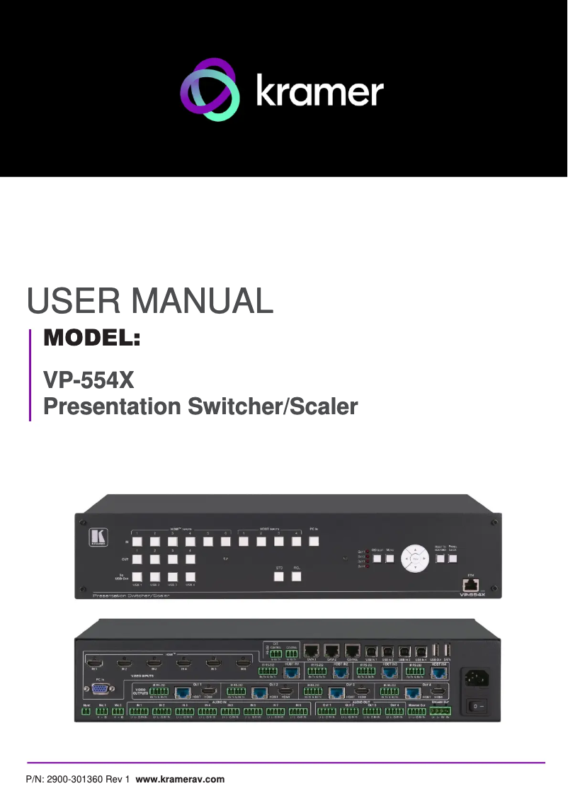Page n°1 - Manuel utilisateur Kramer VP-554X