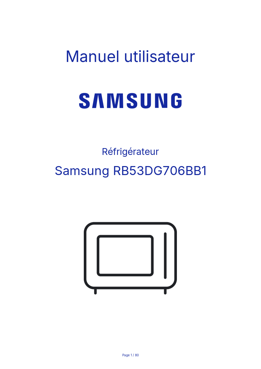 Page n°1 - Manuel utilisateur Samsung RB53DG706BB1