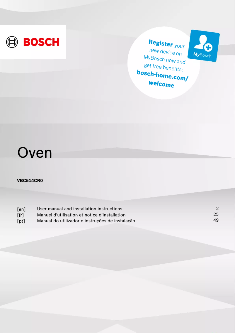 Página 1 del manual Guía de instalación Bosch VBC514CR0