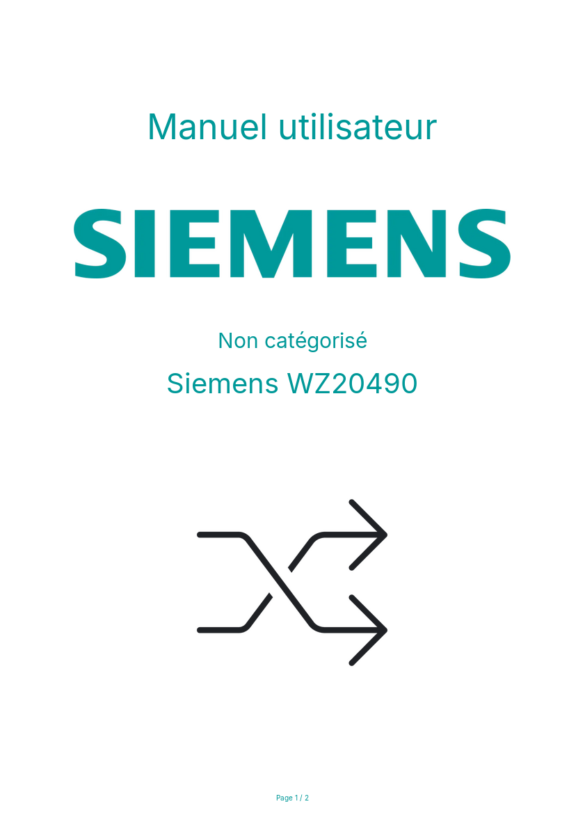 Page n°1 - Manuel utilisateur Siemens WZ20490