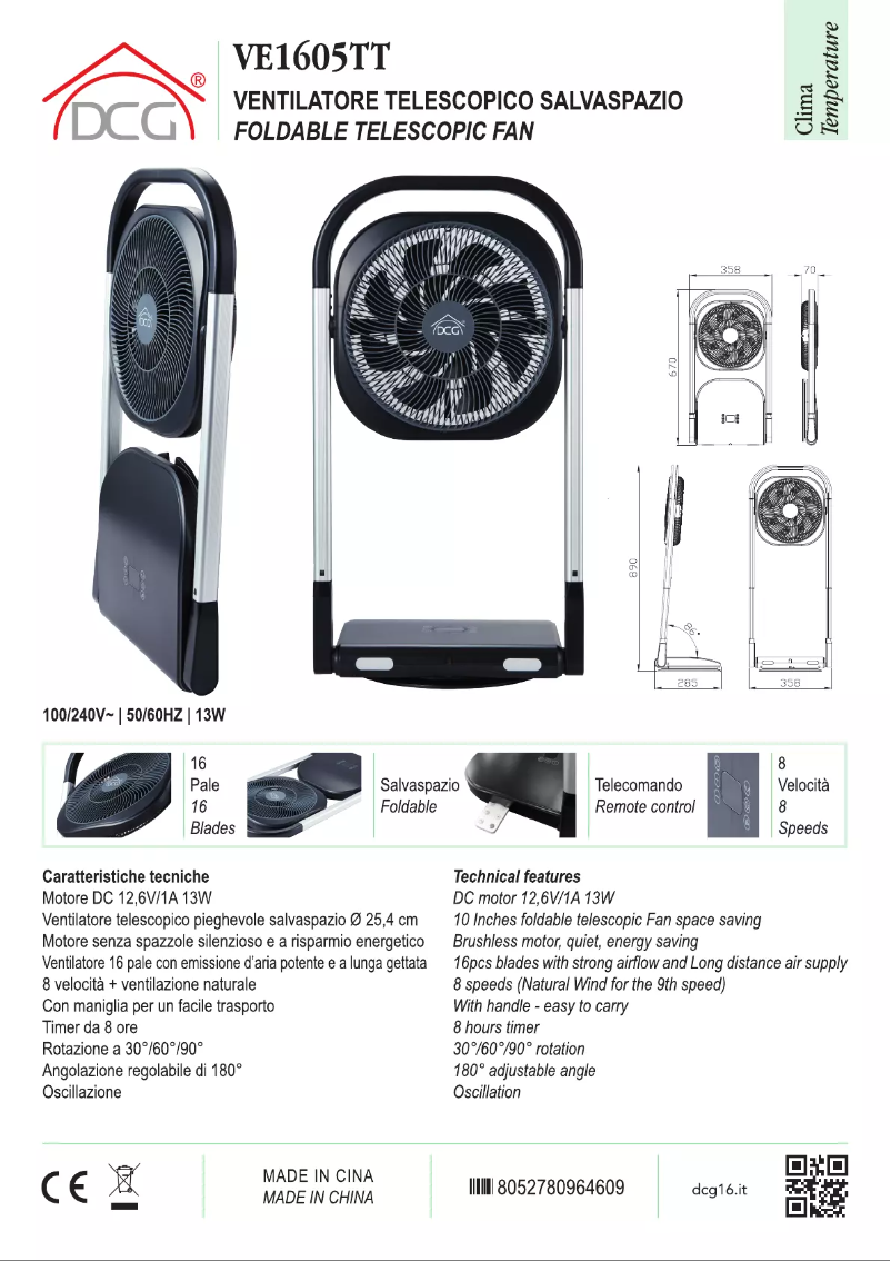 Página 1 del manual Ficha técnica DCG VE1605TT