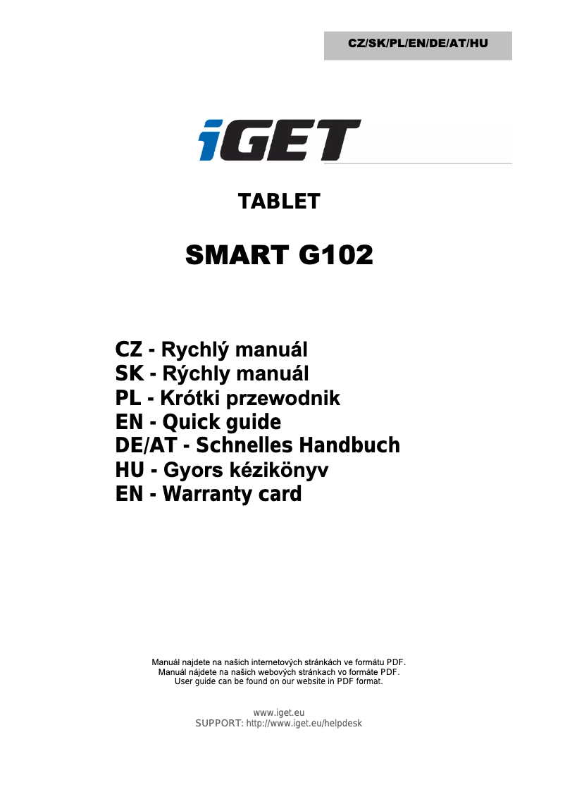 Page n°1 - Manuel utilisateur iGET G102