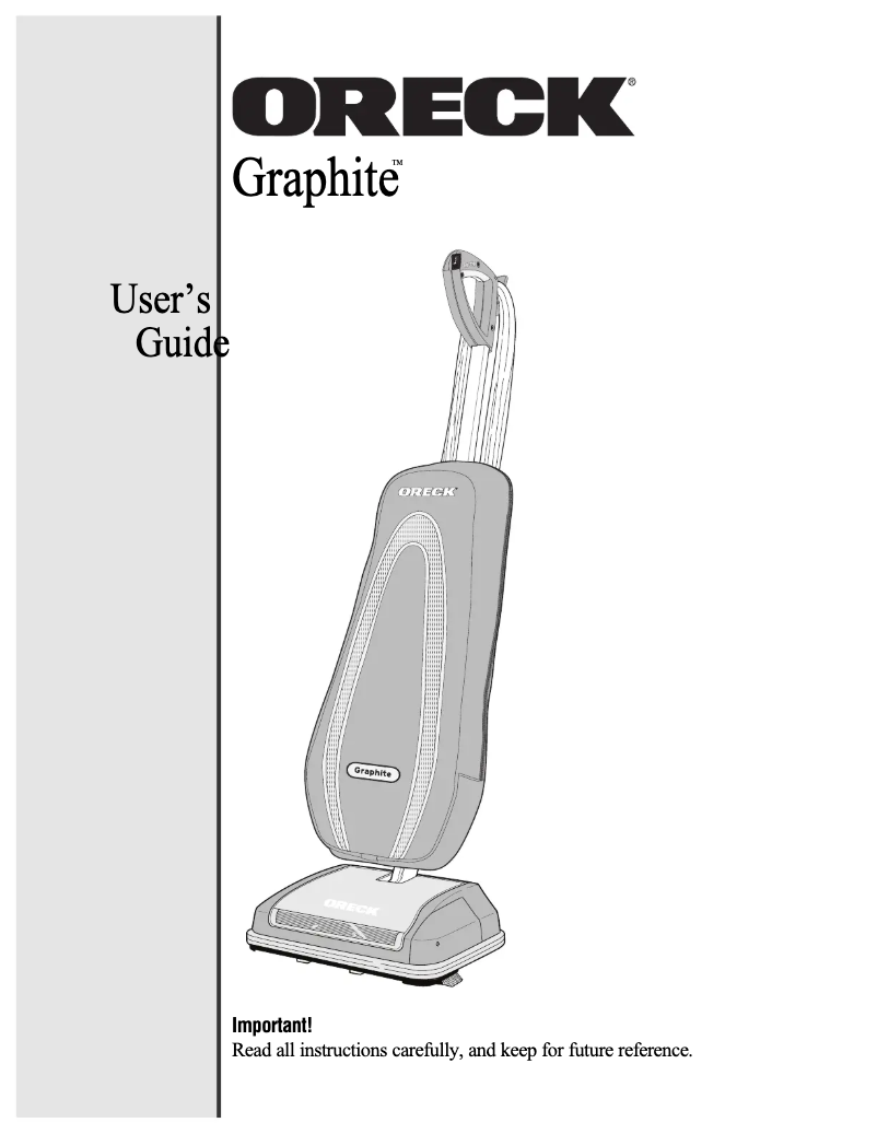 Page 1 de la notice Manuel utilisateur Oreck Graphite U4300