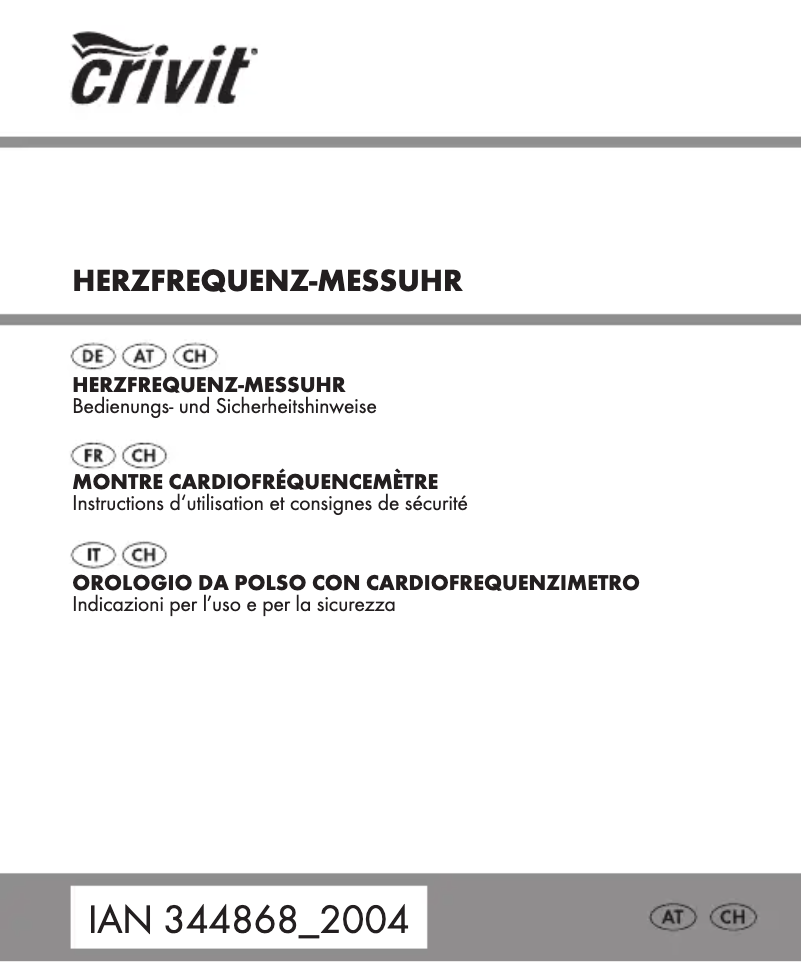 Page 1 de la notice Manuel utilisateur Crivit HG06766