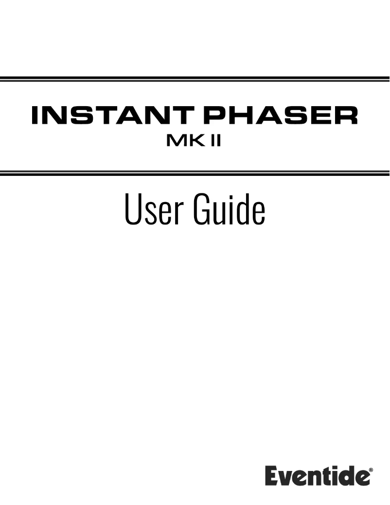 Page 1 de la notice Manuel utilisateur Eventide Instant Phaser mkII