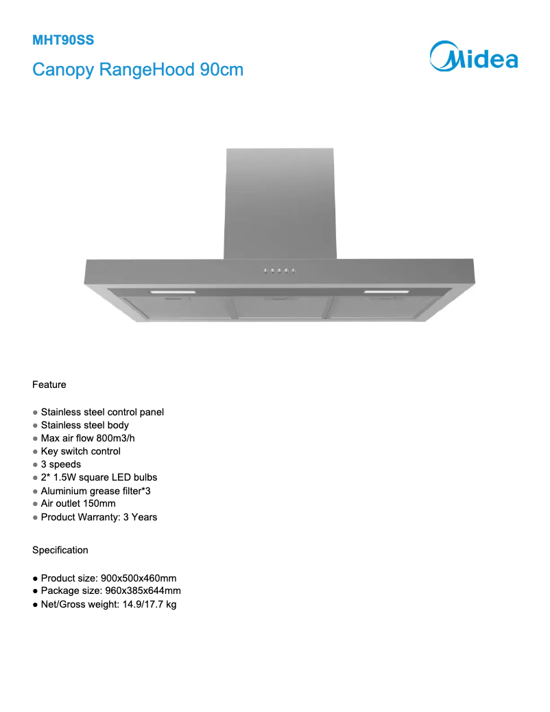 Image de la première page du manuel de l'appareil MHT90SS