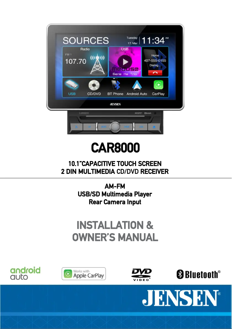 Page 1 de la notice Manuel utilisateur Jensen CAR8000