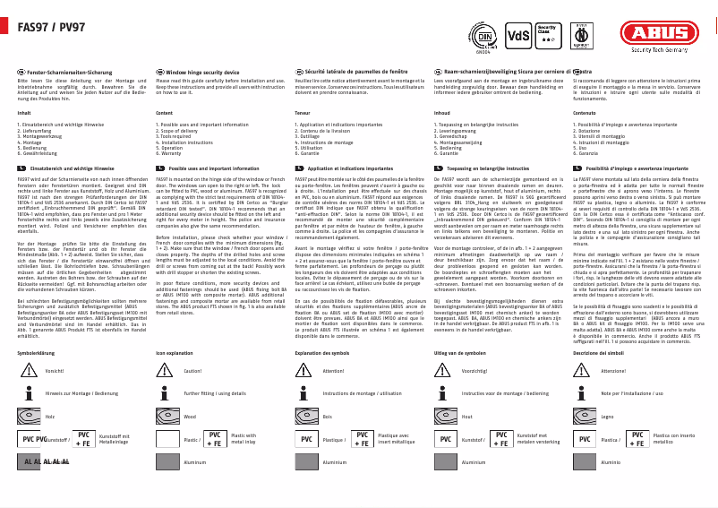 Page 1 de la notice Guide d'installation Abus FAS 97