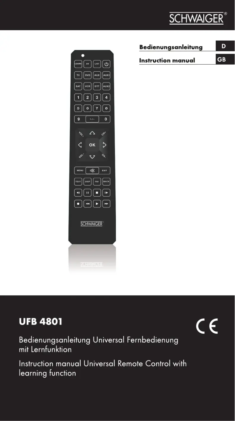 Page n°1 - Manuel utilisateur Schwaiger UFB4801 031