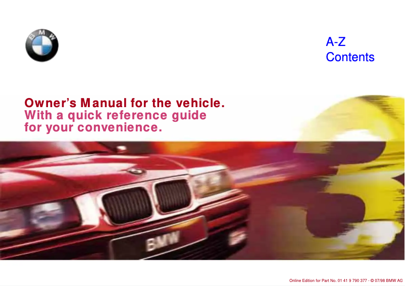 Page 1 de la notice Manuel utilisateur BMW 328is (1997)