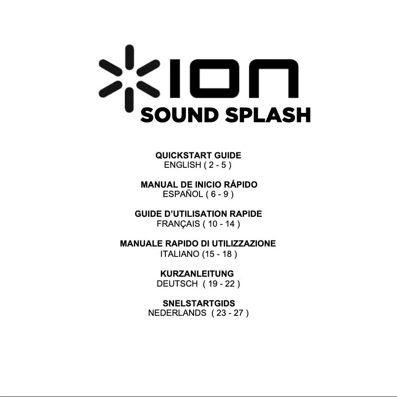 Image de la première page du manuel de l'appareil Sound Splash
