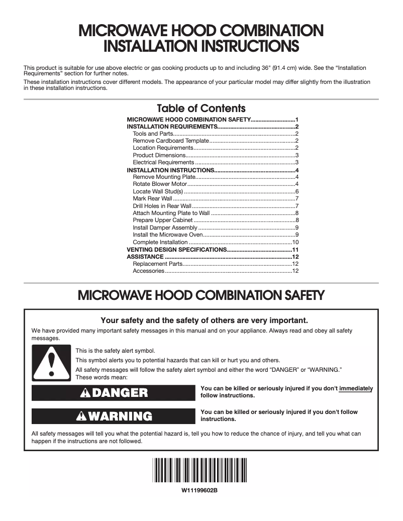 Page 1 de la notice Guide d'installation Maytag MMV5227JK