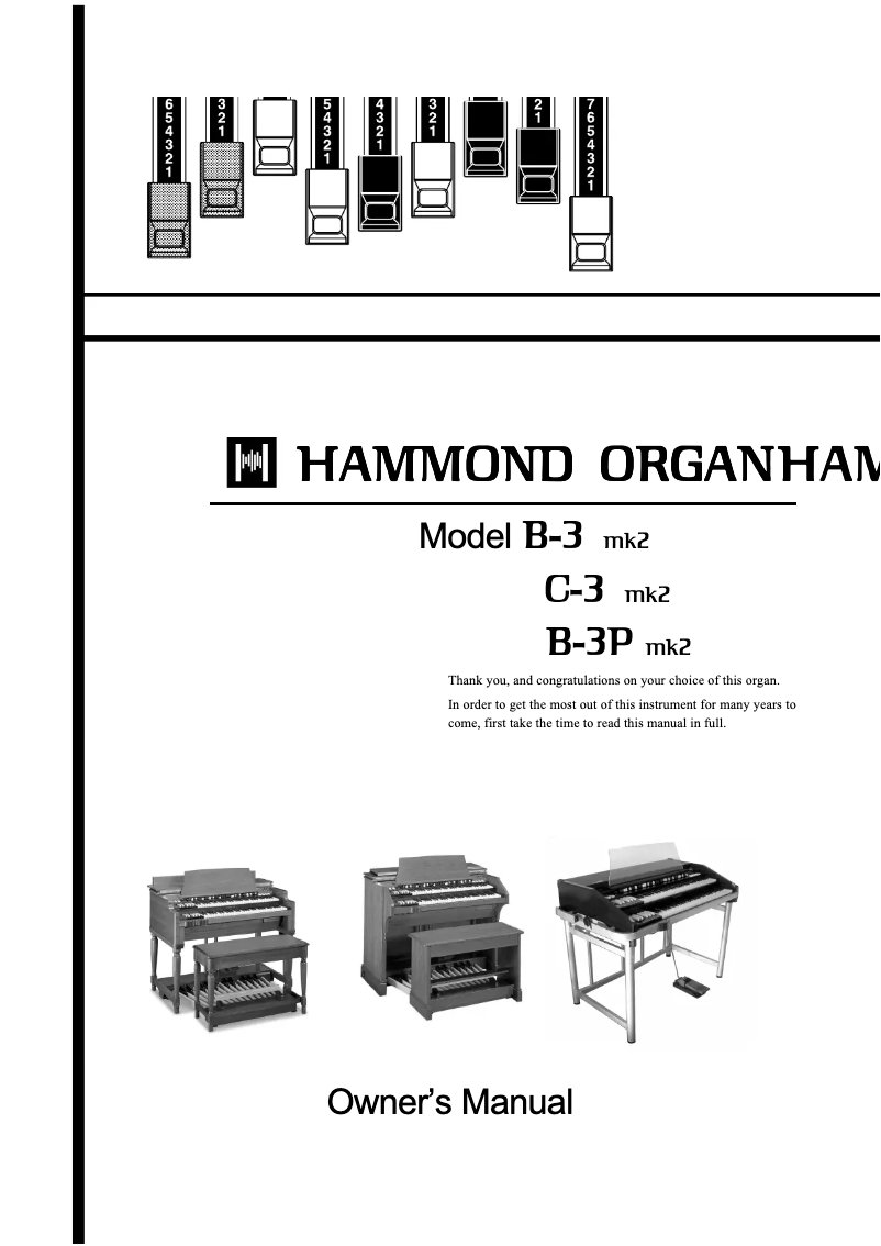 Page n°1 - Manuel utilisateur Hammond B-3 MK2