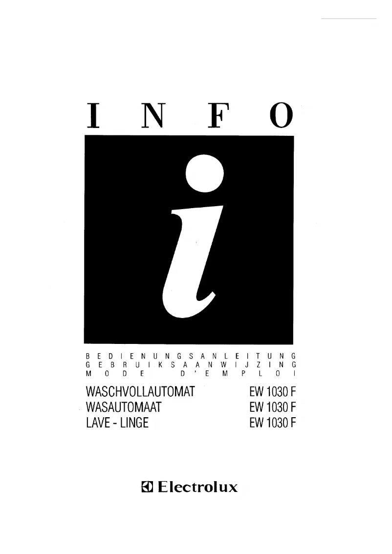 Page n°1 - Manuel utilisateur Electrolux EW 1030f intuition