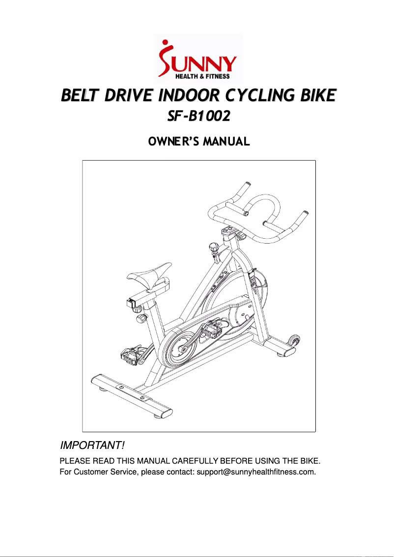 Page n°1 - Manuel utilisateur Sunny Health & Fitness SF-B1002