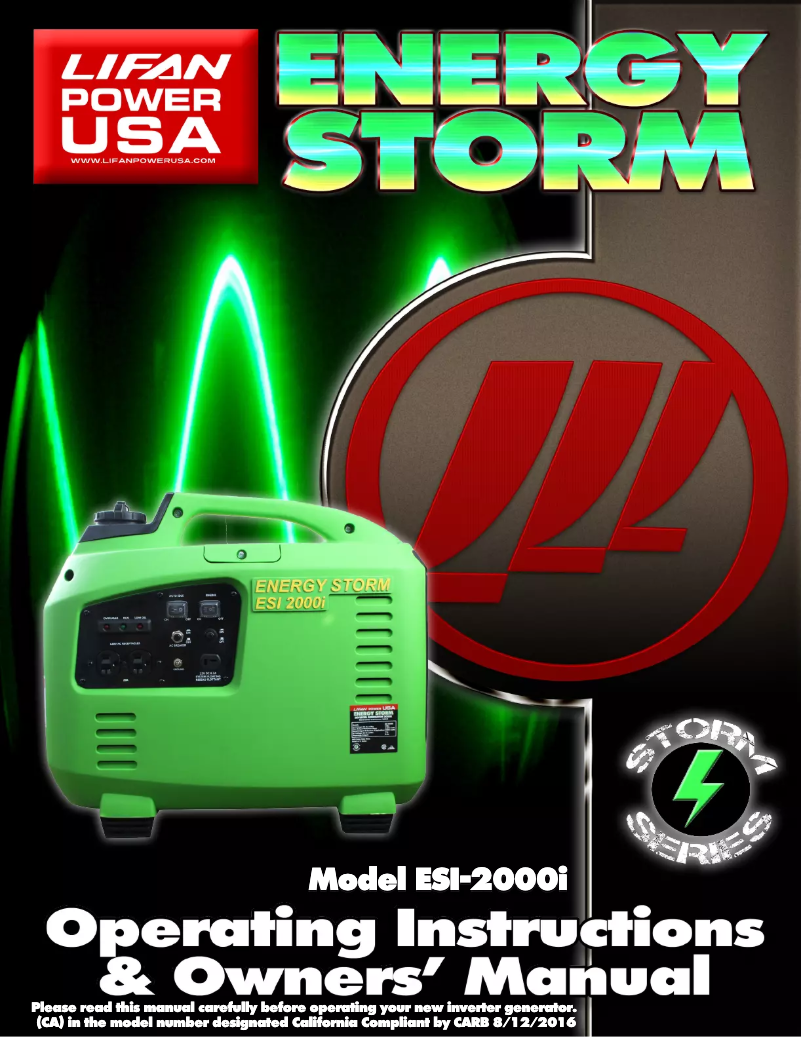 Page n°1 - Manuel utilisateur Lifan Energy Storm 2000i