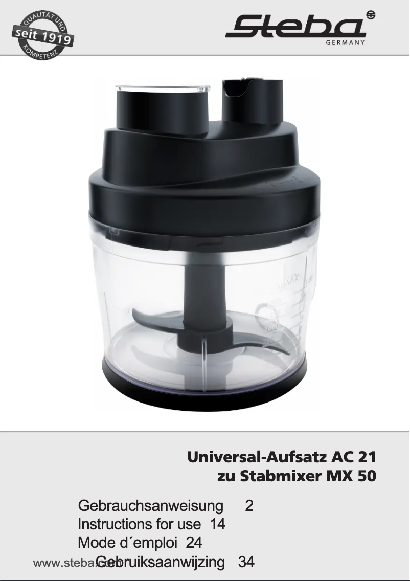 Page 1 de la notice Manuel utilisateur Steba AC 21