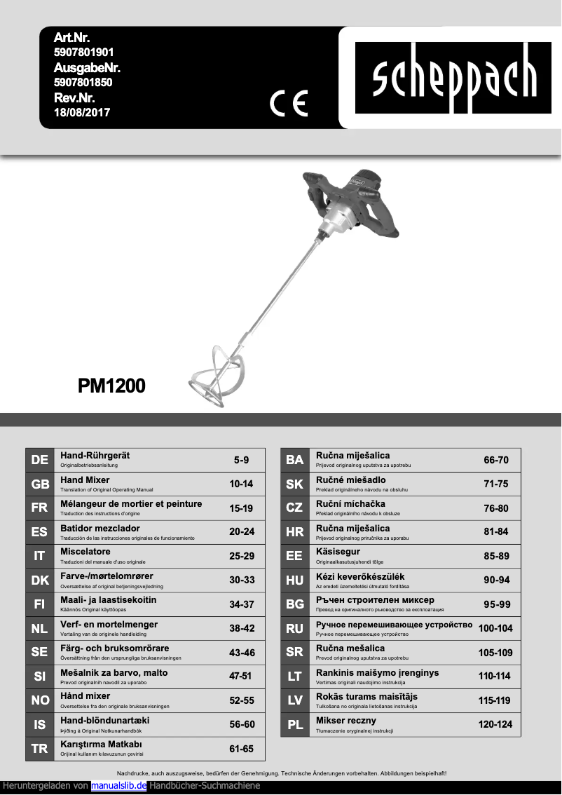 Page n°1 - Manuel utilisateur Scheppach PM1200